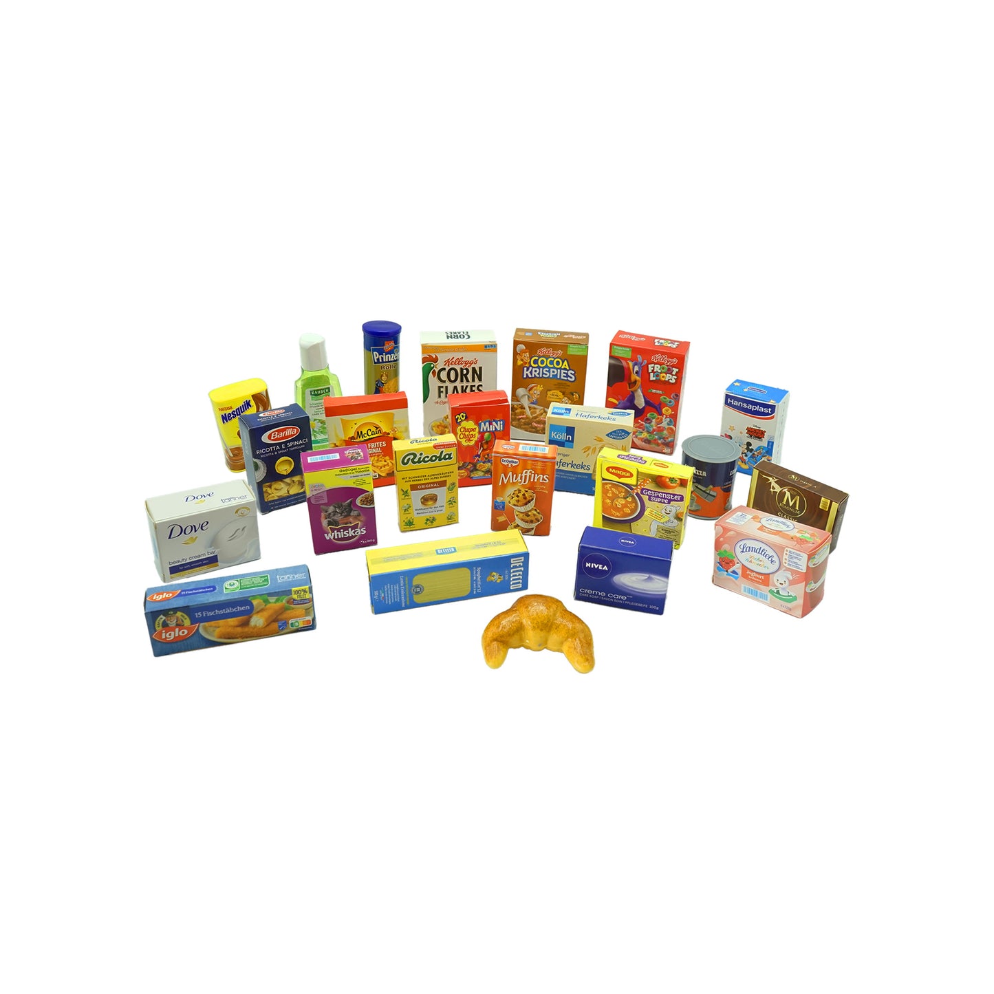 Kaufladenzubehör - Miniaturen-Set 65-teilig