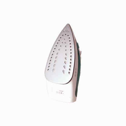 Detailansicht der Antihaftsohle des Tefal Virtuo FV1710 Dampfbügeleisens in Weiß-Türkis