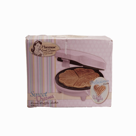 Bestron Waffeleisen für klassische Herzwaffeln, rosa
