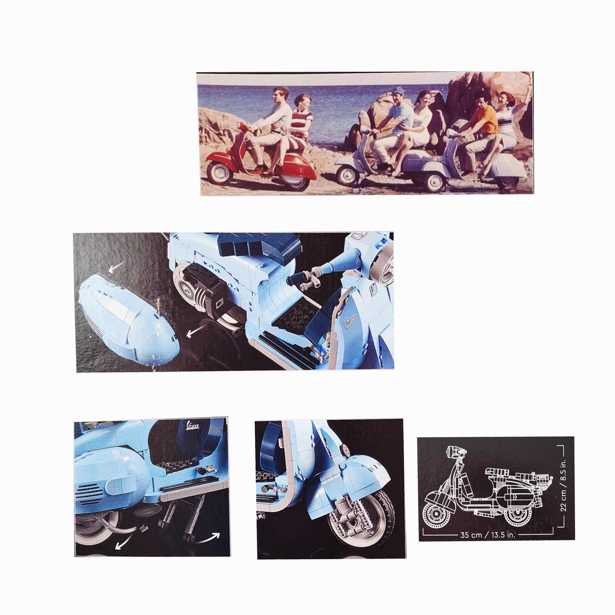 LEGO Icons Vespa 125 10298 mit abnehmbarer Motorabdeckung und detailgetreuem Motor