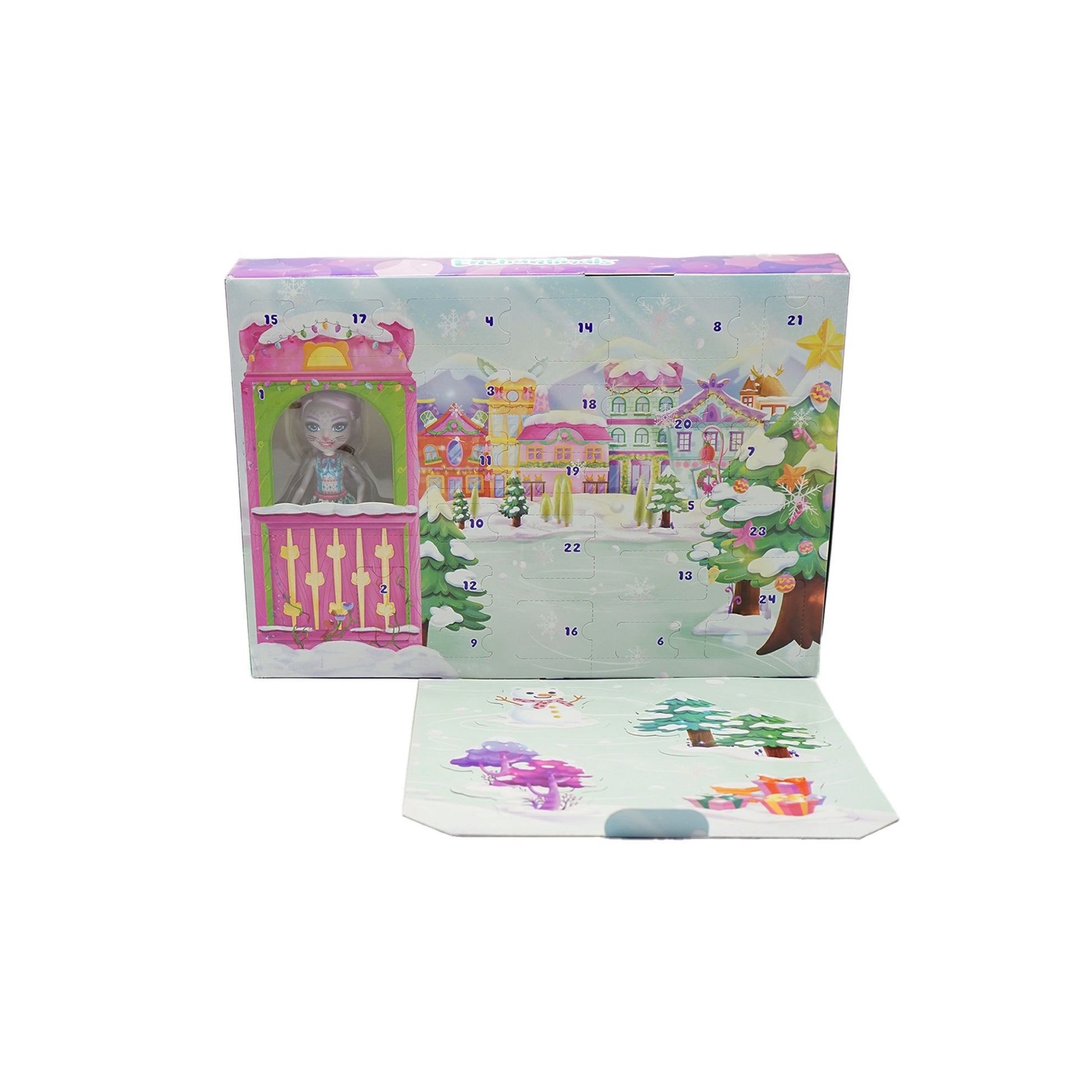 Sybill Schneeleopard Puppe mit Accessoires in winterlicher Szene