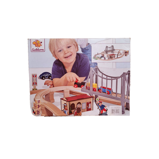 Eichhorn 100001266 Bahnset mit Brücke Holzbahn