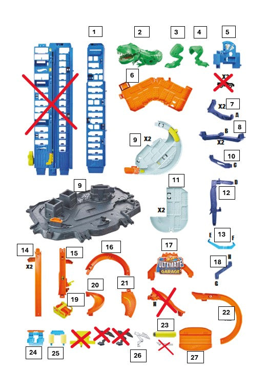 Ersatzteile für Hot Wheels Parkgarage GJL14