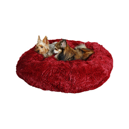 Flauschiges Hundebett, weinrot