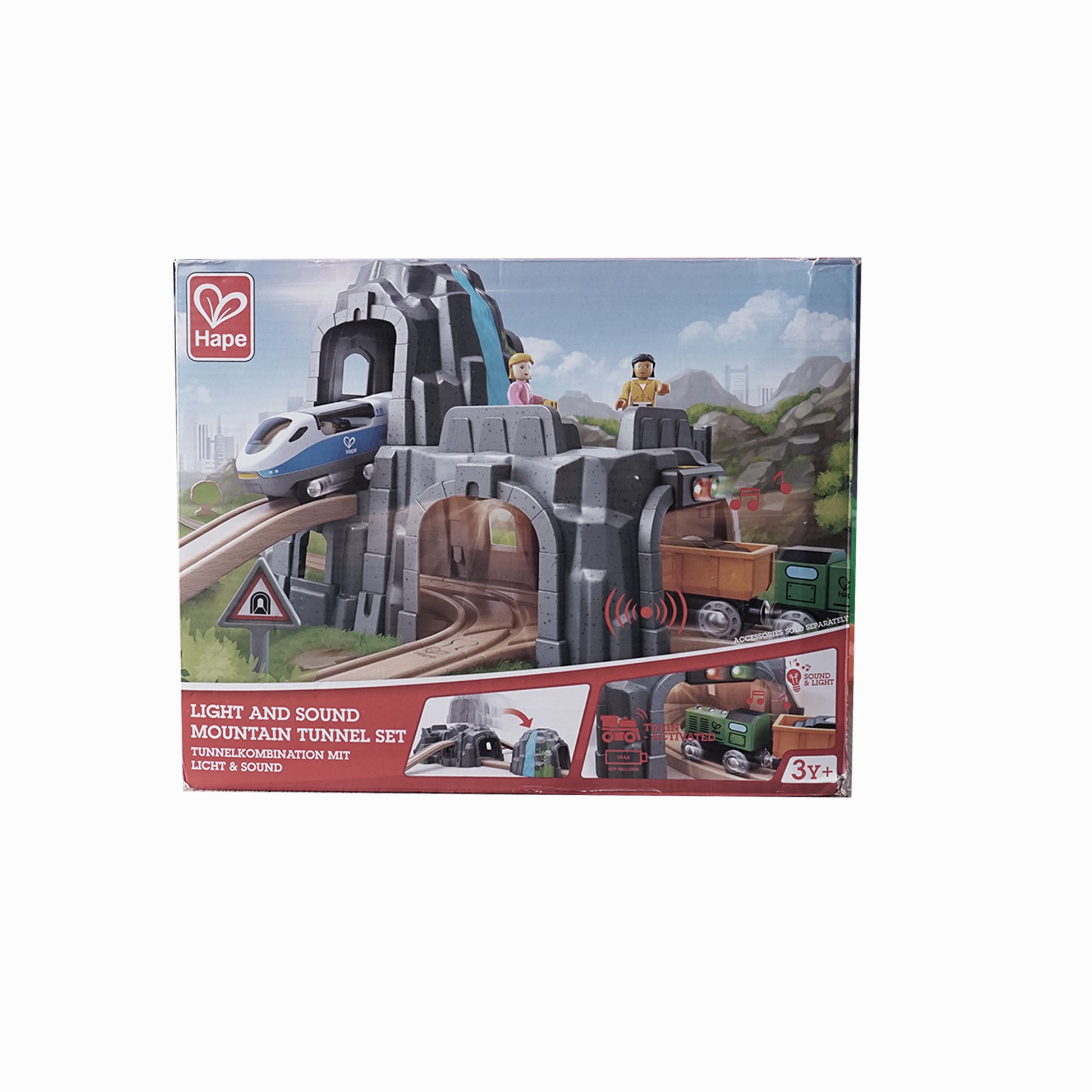 Hape Eisenbahnwelt Berg und Tunnelset aus Holz mit Schienen