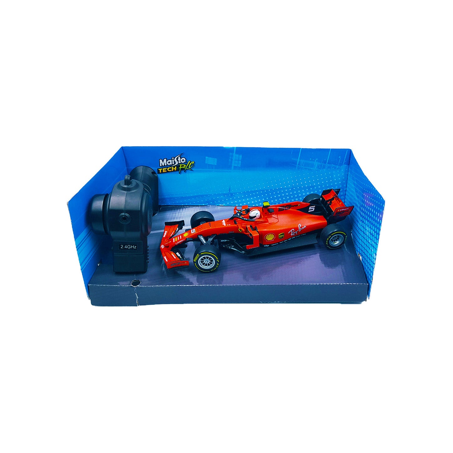 Detailansicht des Ferrari SF90 RC Rennwagens von Maisto Tech