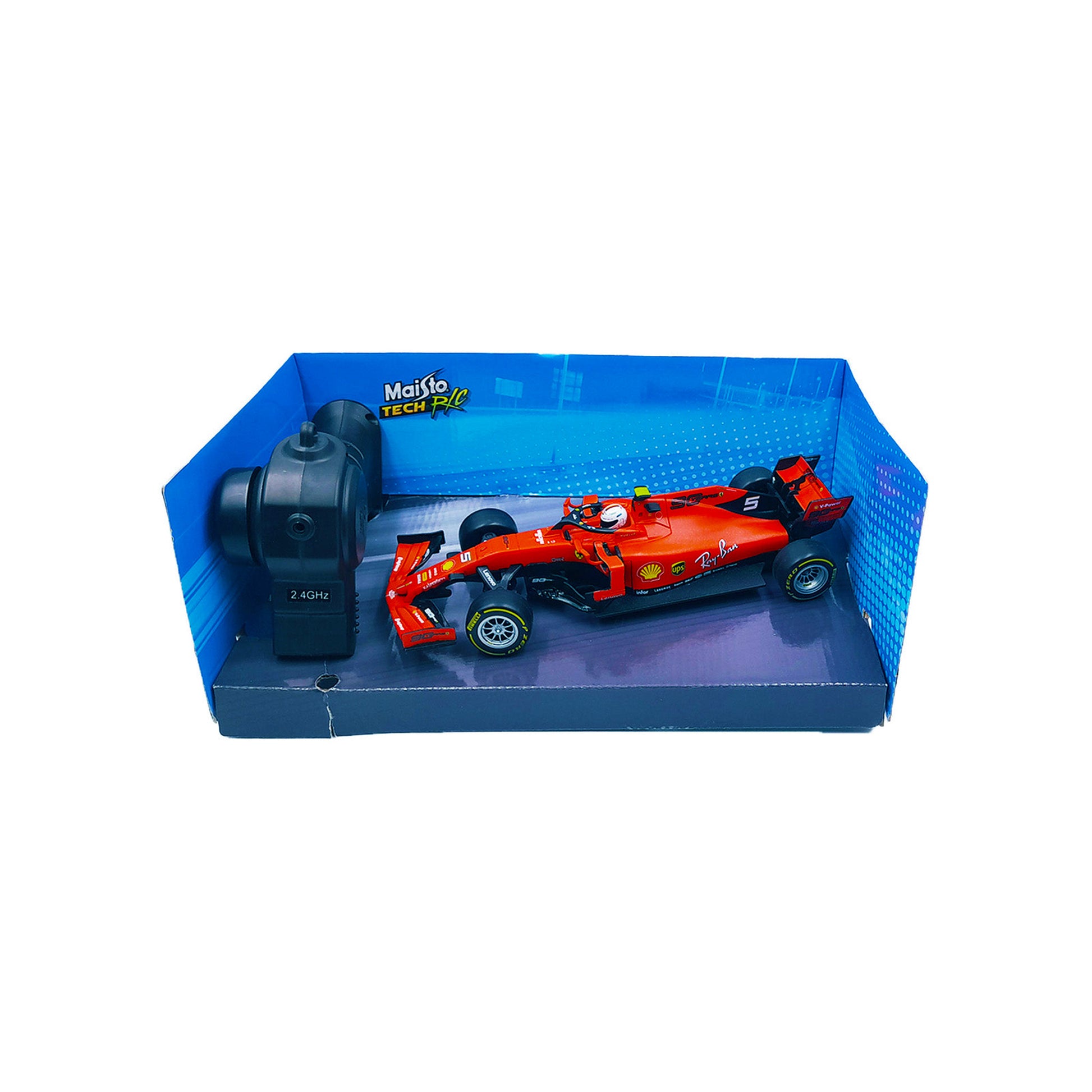 Detailansicht des Ferrari SF90 RC Rennwagens von Maisto Tech