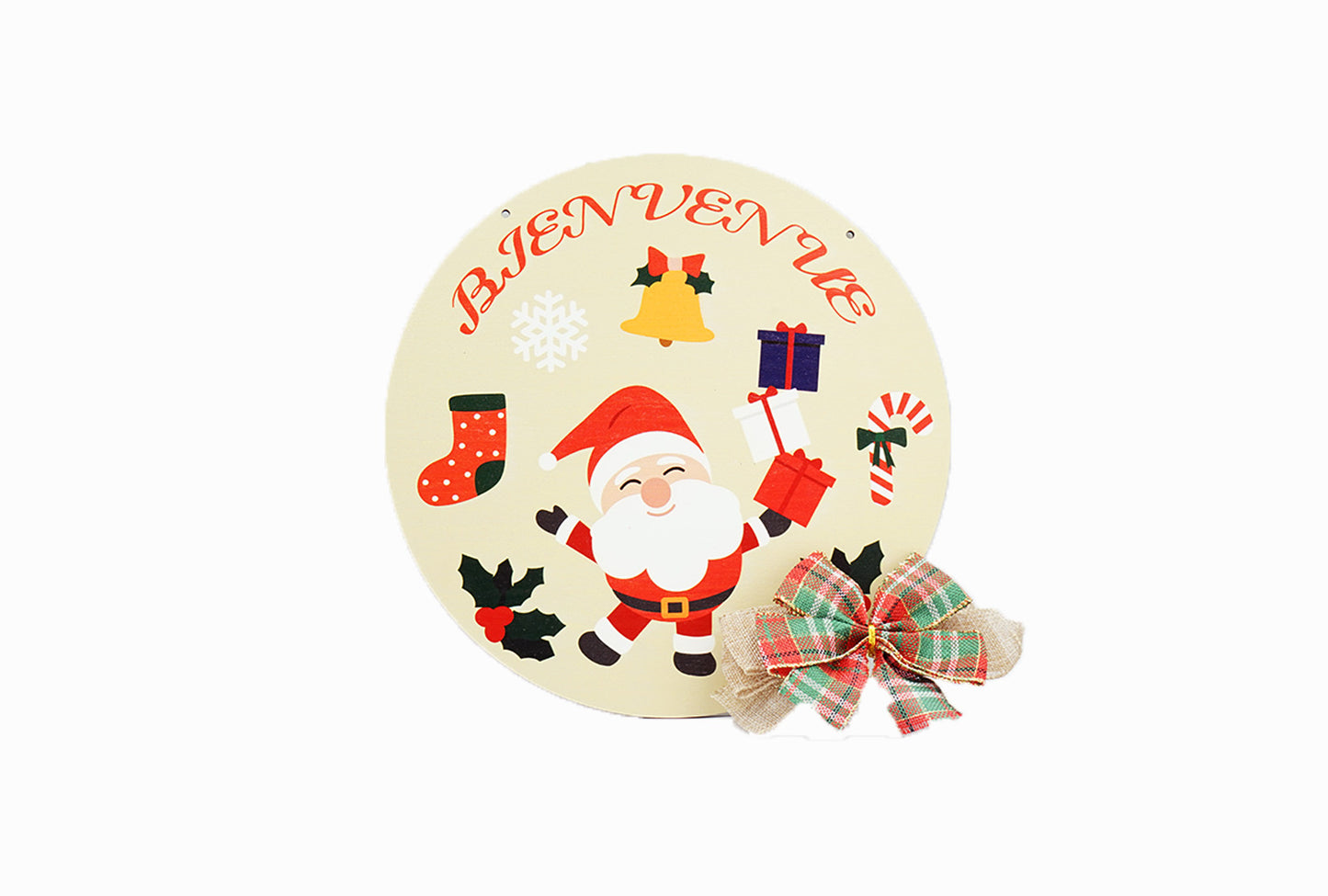 Natürlicher Holz-Türanhänger mit weihnachtlichem Motiv