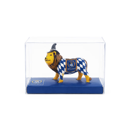 Hofbräuhaus München Löwe in Original-Klarsichtverpackung mit blauem Sockel