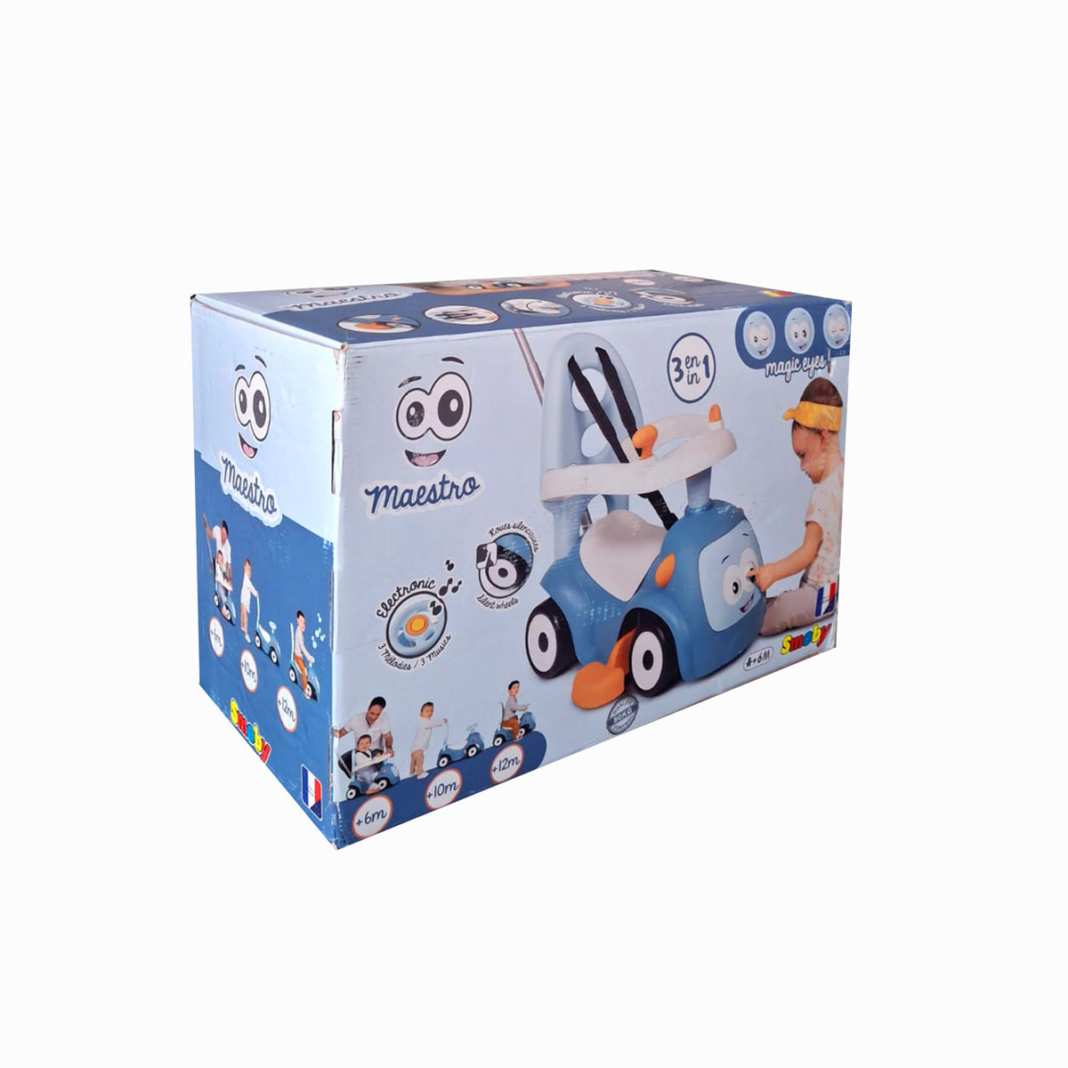 Smoby Maestro Balade blaues Rutscherauto verpackt