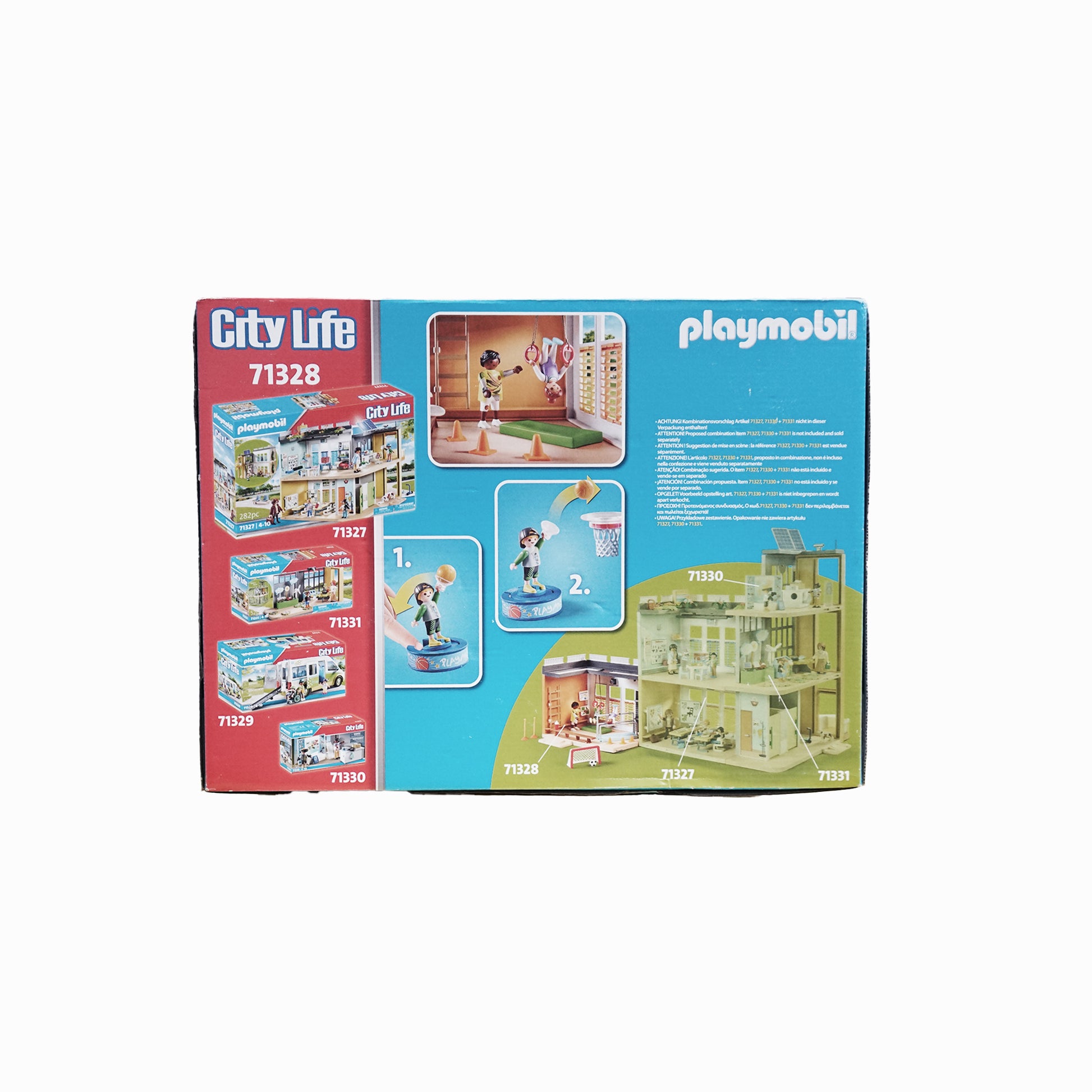 Playmobil City Life 71328 Anbau Turnhalle mit Spielfiguren und Sportgeräten – Erweiterung für Playmobil-Schule, ideales Geschenk für Kinder.