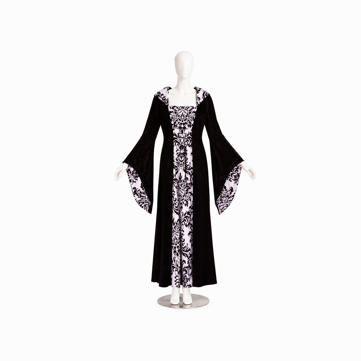 Mittelalterkleid Vintage schwarz-weiß