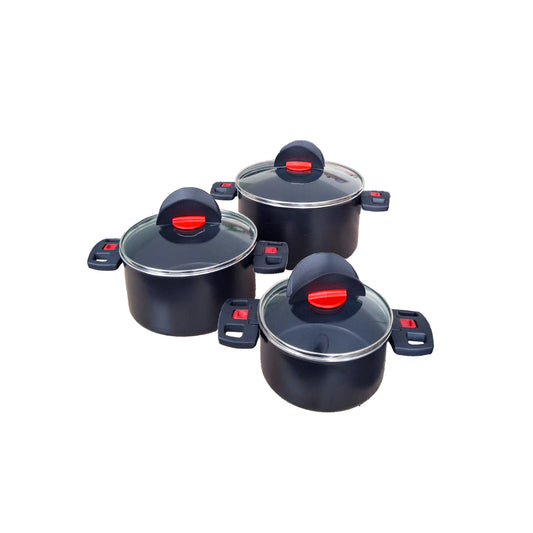 BALLARINI Click + Cook Topfset 3-teilig mit abklappbarem Griff