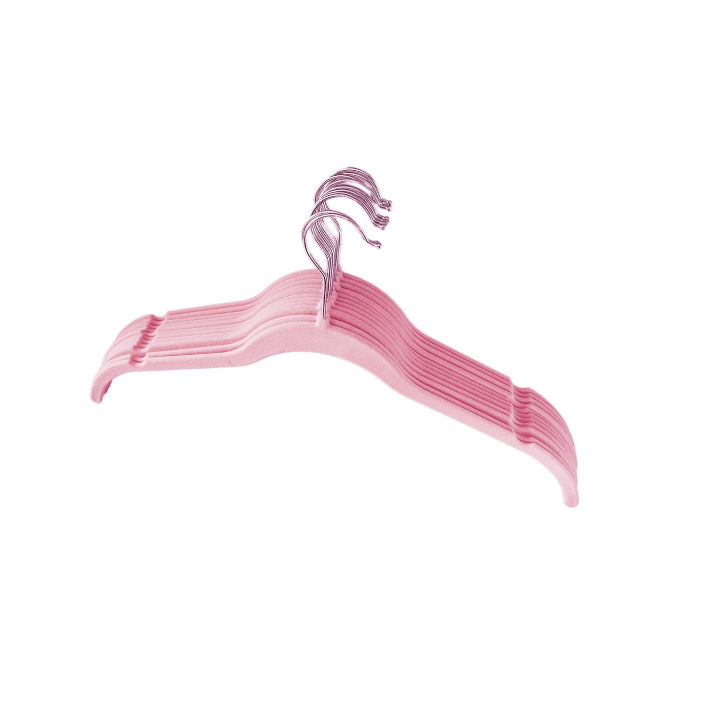 Rutschfeste Samtbeschichtung der Kleiderbügel  in rosa für sicheren Halt