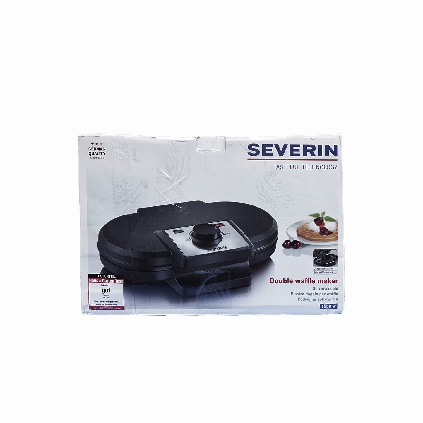 Severin WA2106 Doppel-Waffeleisen mit Antihaftbeschichtung und 1200 Watt Leistung