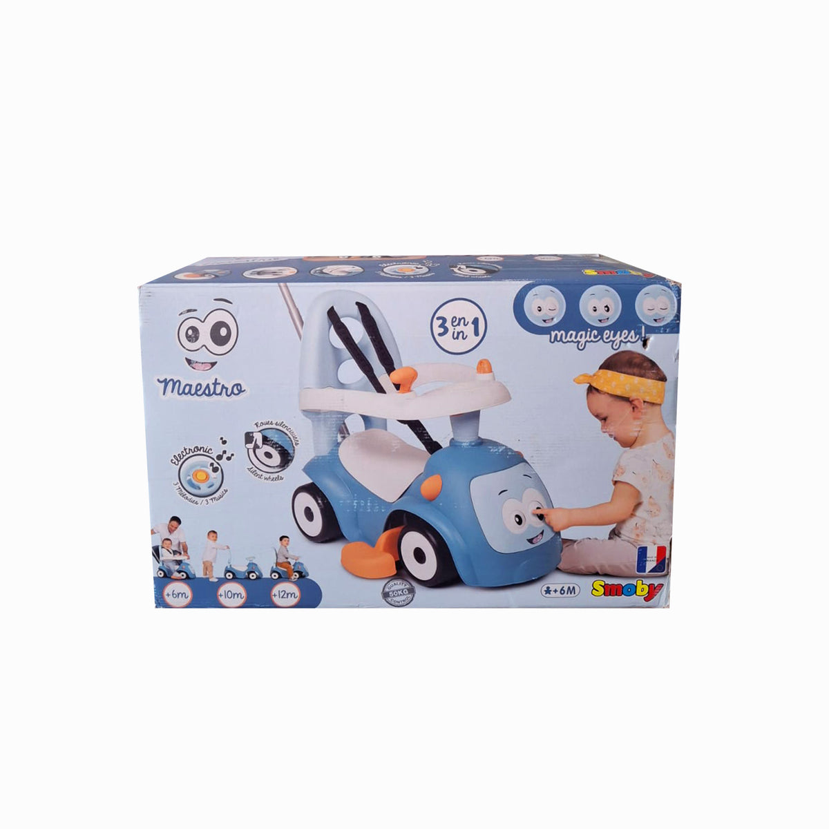 Kind mit Smoby Maestro Balade Rutscherfahrzeug