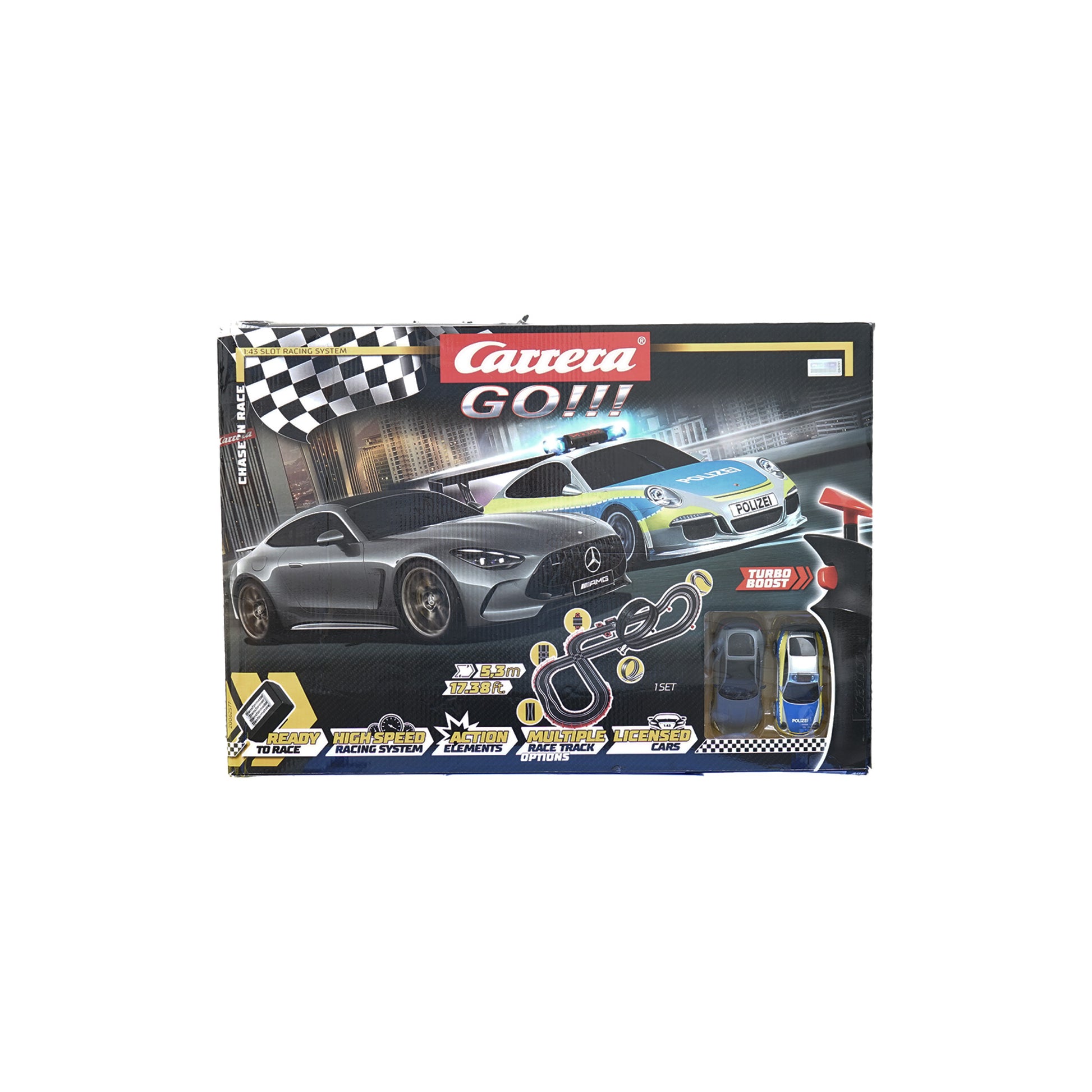 Carrera GO!!! 20062577 Chase 'n Race Rennbahn-Set mit Fahrzeugen und Looping