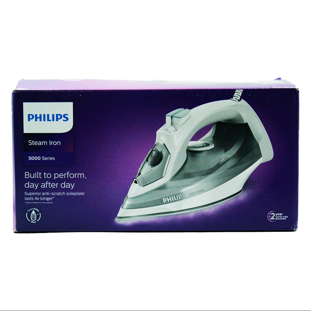 Philips Series 5000 Dampfbügeleisen, weiß/grau Verpackung